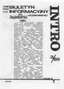 INTRO: Biuletyn Informacyjny Solidarności Uczniowskiej, nr 3 (17.06.1989)