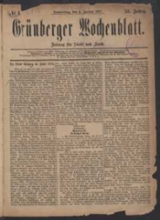 Grünberger Wochenblatt: Zeitung für Stadt und Land, No. 1. (4. Januar 1877)