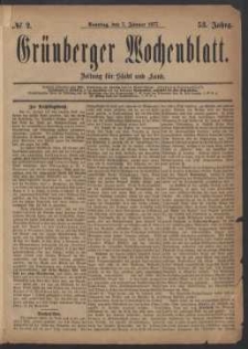 Grünberger Wochenblatt: Zeitung für Stadt und Land, No. 2. (7. Januar 1877)