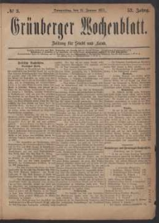 Grünberger Wochenblatt: Zeitung für Stadt und Land, No. 3. (11. Januar 1877)
