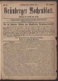 Grünberger Wochenblatt: Zeitung für Stadt und Land, No. 6. (21. Januar 1877)