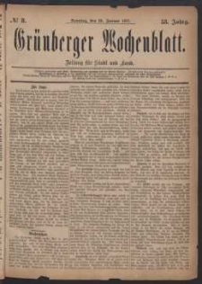 Gr&uuml;nberger Wochenblatt: Zeitung f&uuml;r Stadt und Land, No. 8. (28. Januar 1877)