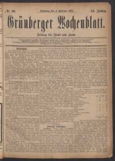 Grünberger Wochenblatt: Zeitung für Stadt und Land, No. 10. (4. Februar 1877)