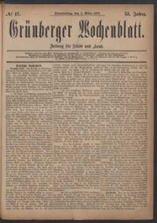 Grünberger Wochenblatt: Zeitung für Stadt und Land, No. 17. (1. März 1877)