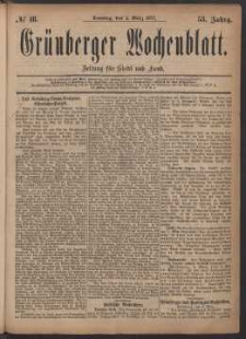 Grünberger Wochenblatt: Zeitung für Stadt und Land, No. 18. (4. März 1877)