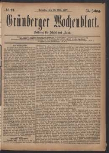 Grünberger Wochenblatt: Zeitung für Stadt und Land, No. 24. (25. März 1877)
