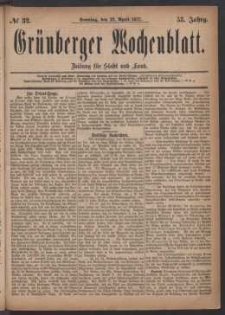 Grünberger Wochenblatt: Zeitung für Stadt und Land, No. 32. (22. April 1877)