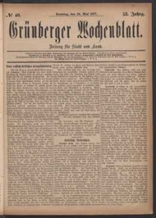 Grünberger Wochenblatt: Zeitung für Stadt und Land, No. 40. (20. Mai 1877)