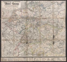 Neueste Eisenbahn- und Post-Reisekarte von Mittel-Europa oder von Deutschland, der Schweiz, Holland, Belgien, Nord-Italien, ... Frankreich ins Paris, der grosste Theil von Ungarn, Polen etc.