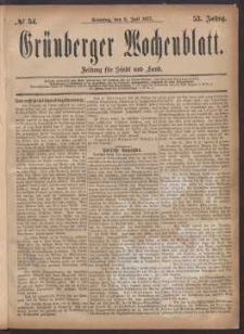 Grünberger Wochenblatt: Zeitung für Stadt und Land, No. 54. (8. Juli 1877)
