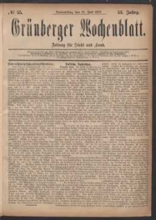 Grünberger Wochenblatt: Zeitung für Stadt und Land, No. 55. (12. Juli 1877)