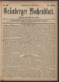 Grünberger Wochenblatt: Zeitung für Stadt und Land, No. 60. (29. Juli 1877)