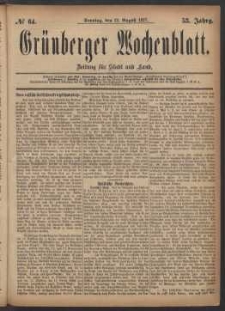 Grünberger Wochenblatt: Zeitung für Stadt und Land, No. 64. (12. August 1877)