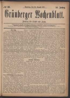 Grünberger Wochenblatt: Zeitung für Stadt und Land, No. 68. (26. August 1877)