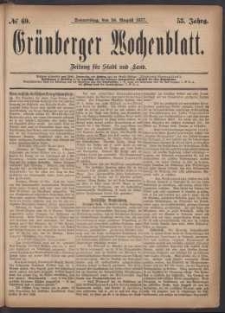 Grünberger Wochenblatt: Zeitung für Stadt und Land, No. 69. (30. August 1877)