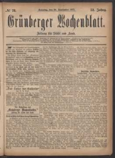 Grünberger Wochenblatt: Zeitung für Stadt und Land, No. 78. (30. September 1877)