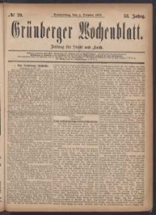 Grünberger Wochenblatt: Zeitung für Stadt und Land, No. 79. (4. October 1877)