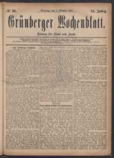 Grünberger Wochenblatt: Zeitung für Stadt und Land, No. 80. (7. Oktober 1877)