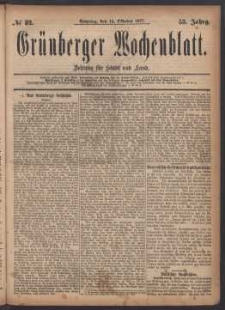 Grünberger Wochenblatt: Zeitung für Stadt und Land, No. 82. (14. Oktober 1877)