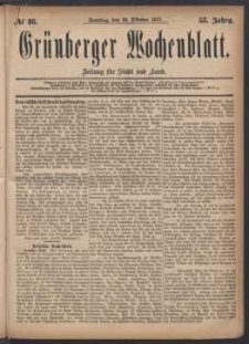 Grünberger Wochenblatt: Zeitung für Stadt und Land, No. 86. (28. Oktober 1877)