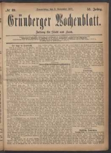 Gr&uuml;nberger Wochenblatt: Zeitung f&uuml;r Stadt und Land, No. 89. (89. November 1877)