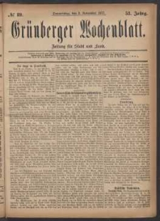 Grünberger Wochenblatt: Zeitung für Stadt und Land, No. 89. (89. November 1877)