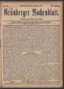 Grünberger Wochenblatt: Zeitung für Stadt und Land, No. 93. (22. November 1877)