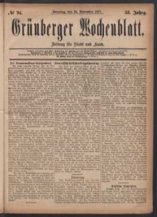 Grünberger Wochenblatt: Zeitung für Stadt und Land, No. 94. (25. November 1877)