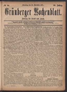 Grünberger Wochenblatt: Zeitung für Stadt und Land, No. 94. (25. November 1877)