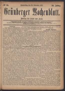 Grünberger Wochenblatt: Zeitung für Stadt und Land, No. 95. (29. November 1877)
