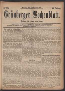 Grünberger Wochenblatt: Zeitung für Stadt und Land, No. 96. (2. Dezember 1877)