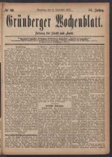 Grünberger Wochenblatt: Zeitung für Stadt und Land, No. 98. (9. Dezember 1877)