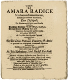 De Amara Radice Studiorum humaniorum ....