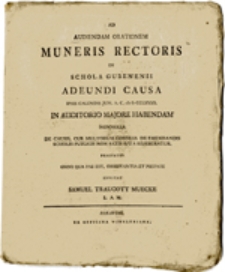 Ad Audiendam Orationem Muneris Rectoris in Schola Gubenensi Adeundi Causa ...