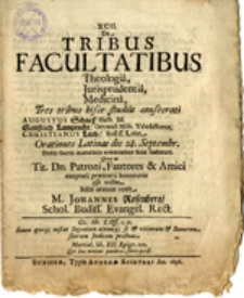 De Tribus Facultatibus Theologia, Jurisprudentiâ, Medicinâ....
