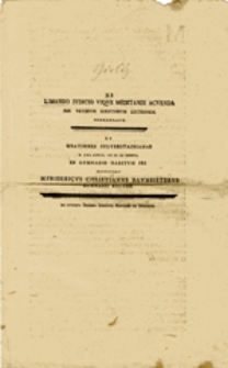DE LIMANDO IVDICIO VIQVE MEDITANDI ACVENDA PER VETERVM SCRIPTORVM LECTIONEM COMMENTATVR ....