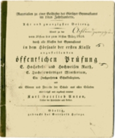 Acht und zwanzigster Beitrag. Womit zu der vom 26sten bis zum 31sten M&auml;rz 1828 durch alle Klassen des Gymnasiums in dem h&ouml;rsaale der ersten Klasse anzustellenden &ouml;ffentlichen Pr&uuml;fung...