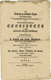 Der Beytrag zu Laubans Segen von Seiner Schule ...