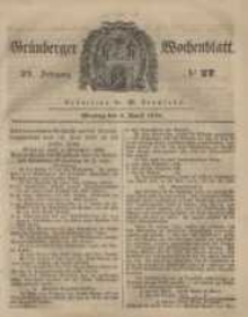 Grünberger Wochenblatt, No. 27. (3. April 1848)