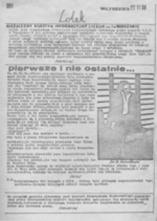 Lolek: niezależny biuletyn informacyjny Liceum nr 1 w Warszawie, nr 1 (22 11 89)