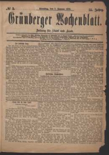 Grünberger Wochenblatt: Zeitung für Stadt und Land, No. 3. (7. Januar 1879)