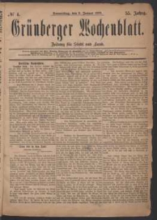 Grünberger Wochenblatt: Zeitung für Stadt und Land, No. 4. (9. Januar 1879)