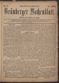 Grünberger Wochenblatt: Zeitung für Stadt und Land, No. 7. (16. Januar 1879)