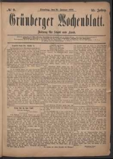Grünberger Wochenblatt: Zeitung für Stadt und Land, No. 9. (21. Januar 1879)