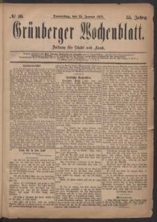 Grünberger Wochenblatt: Zeitung für Stadt und Land, No. 10. (23. Januar 1879)