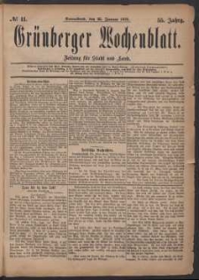 Grünberger Wochenblatt: Zeitung für Stadt und Land, No. 11. (25. Januar 1879)