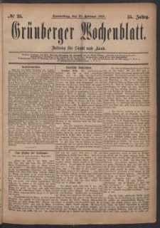 Grünberger Wochenblatt: Zeitung für Stadt und Land, No. 25. (27. Februar 1879)
