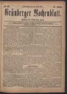 Grünberger Wochenblatt: Zeitung für Stadt und Land, No. 32. (15. März 1879)