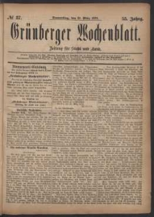 Grünberger Wochenblatt: Zeitung für Stadt und Land, No. 37. (27. März 1879)