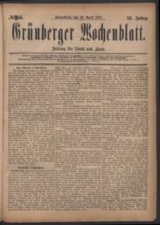 Grünberger Wochenblatt: Zeitung für Stadt und Land, No. 46. (19. April 1879)